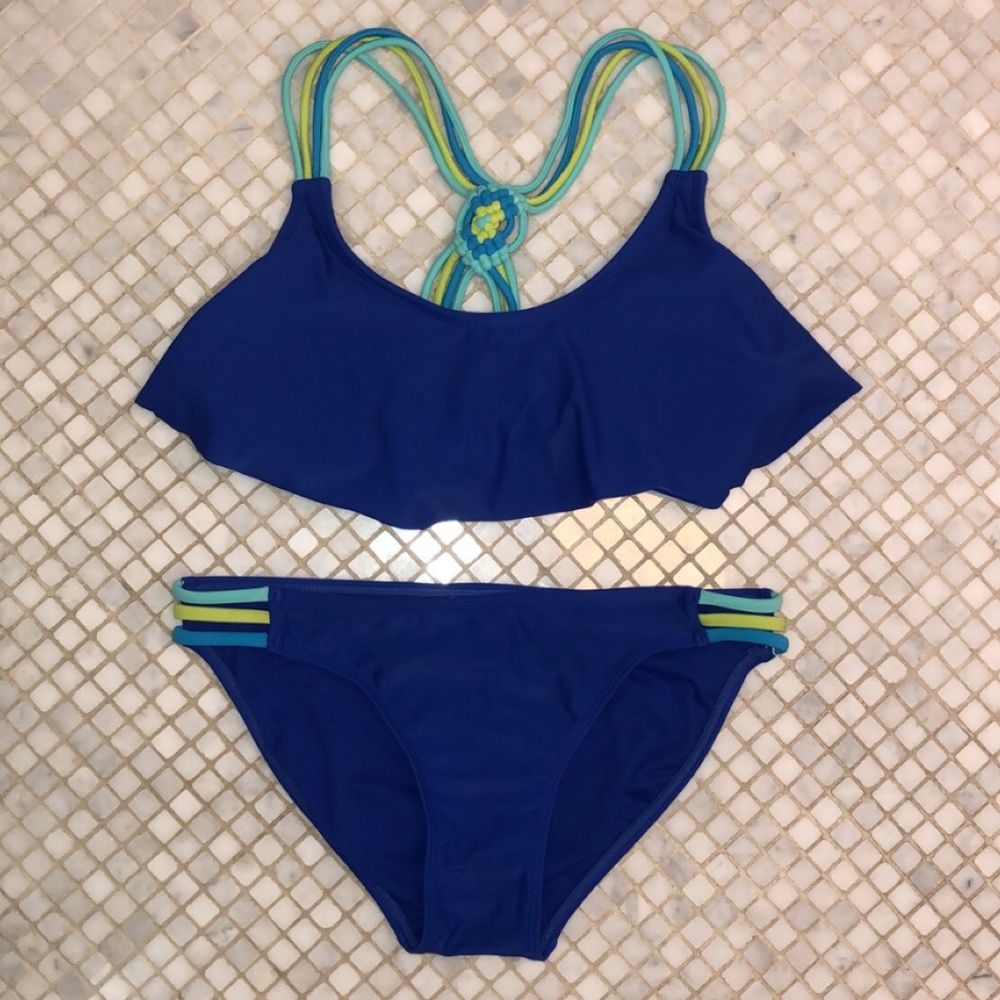 Royal Blue Ruffle Bikini Top and Matching Bottoms